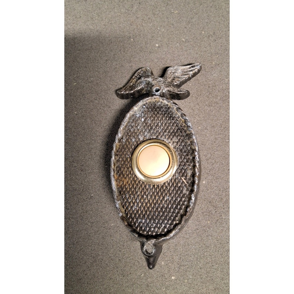 Vintage Cast Metal Eagle Doorbell Cover Federal Style Americana Entry Hardware